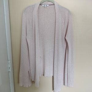 Made In usa Soft pink open front Knit cardigan Vented Sleeves L office Travel